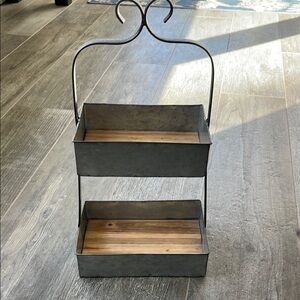 Two-Tier Metal and Wood Organizer